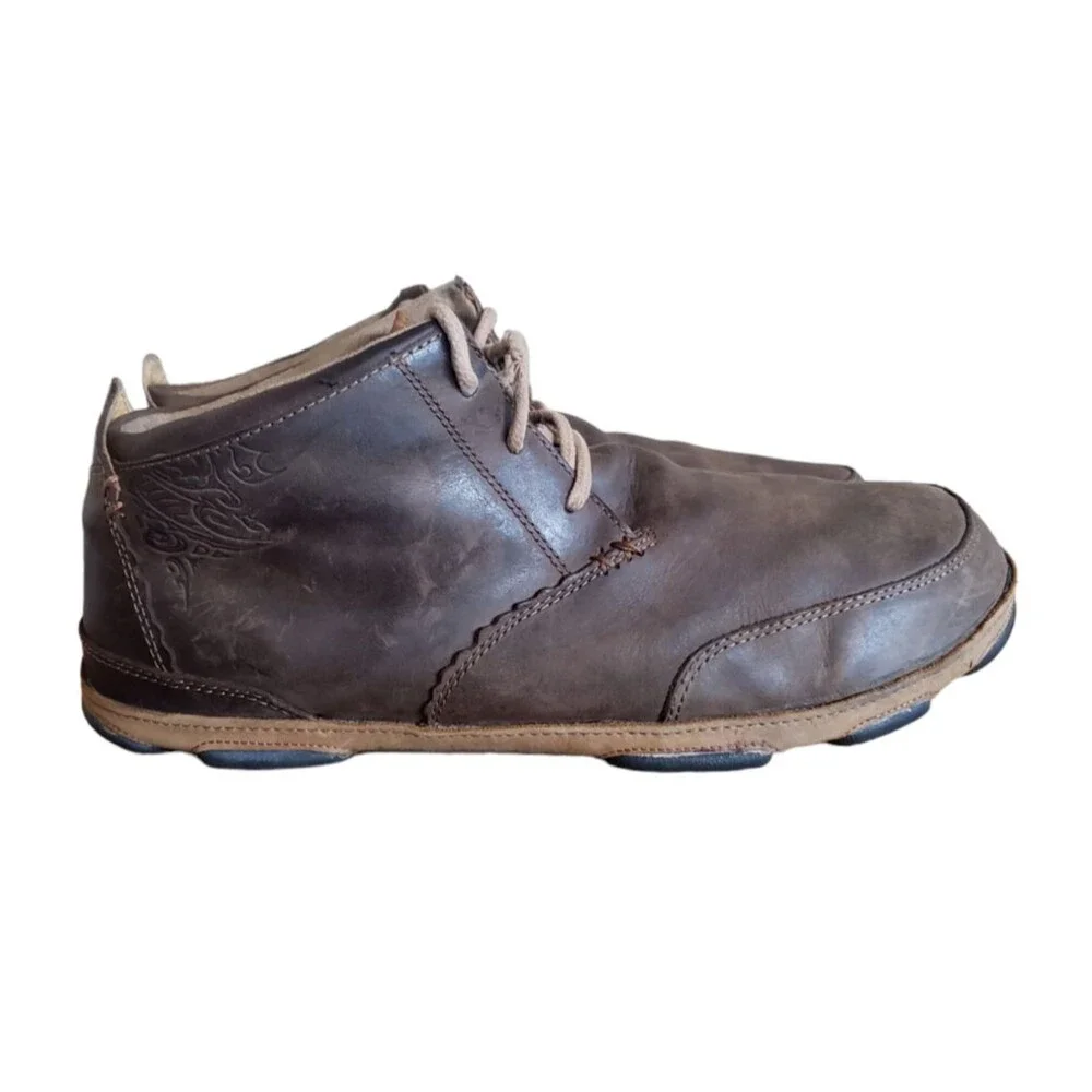 Olukai Men's Chukka Boots Kamuela Brown Leather Shoe Men's Size 13